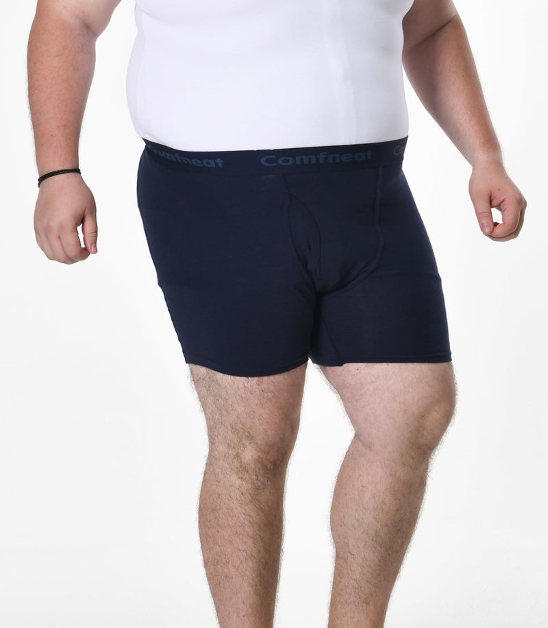 Comfneat Men's 5-Pack Big & Tall 3XL-7XL Boxer Briefs Cotton Spandex Underwear with Fly (Navy Pack-5, 6XL) - Image 2